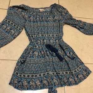 Blue quarter sleeve romper